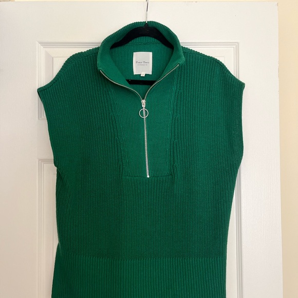 Part Two Sweaters - Green Sleeveless Knit Sweater with Zipper